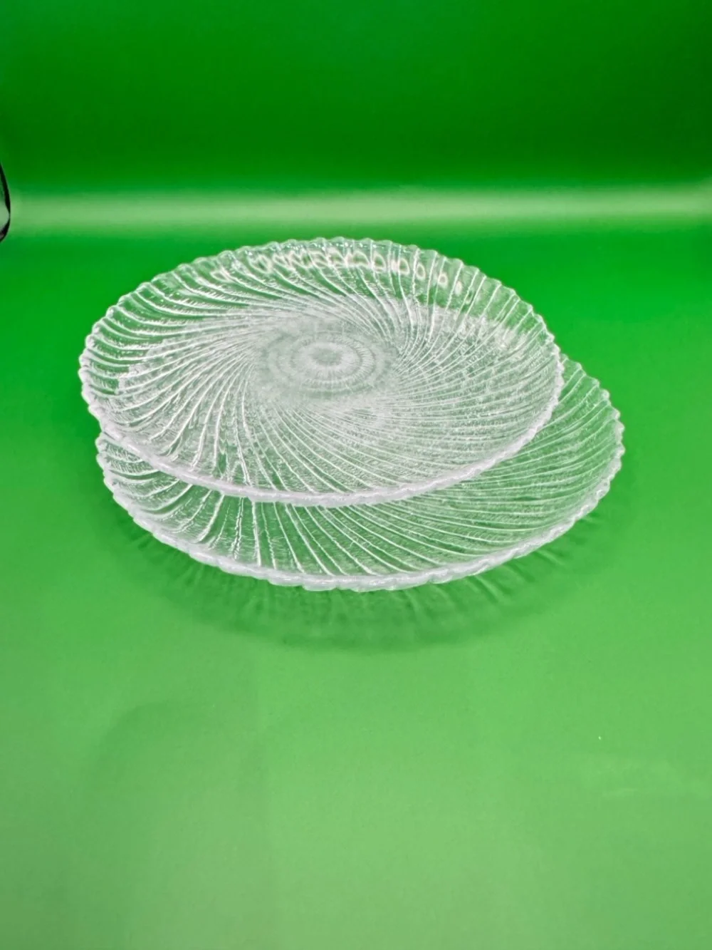 Arcoroc Seabreeze Swirl Salad Plates Set of 2 | 7” Clear Glass Spiral Pattern